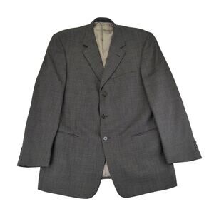 Tallia‎ Uomo Black Checked Blazer Jacket Sport Coat 3 Button 100% Wool 42R
